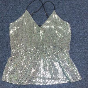 Silver Sparkle Peplum Tank
